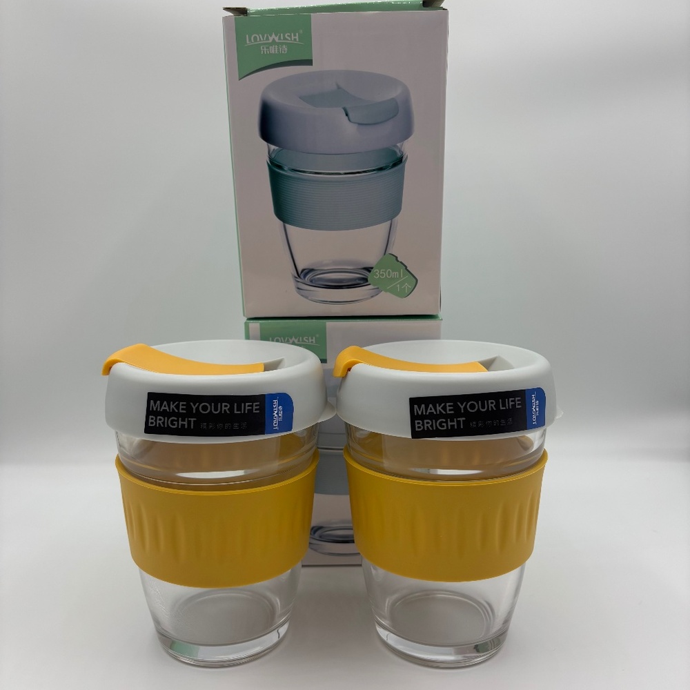 Lovwish Glass Hot/Cold 11.8oz Travel Cups - Set of 2